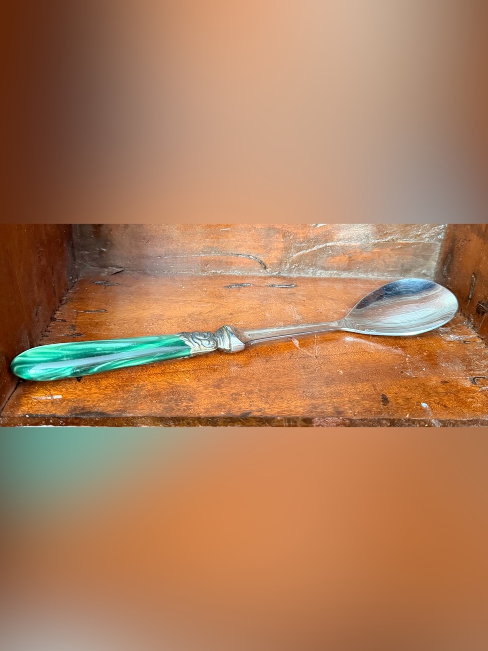 SCOF of France Vintage Cambridge Green Serving Spoon